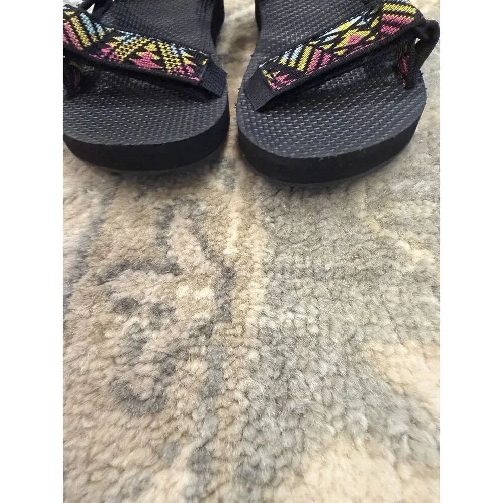 Teva Original Universal Sandal - Black Pink Yellow Blue Kids Sz 12 NEW